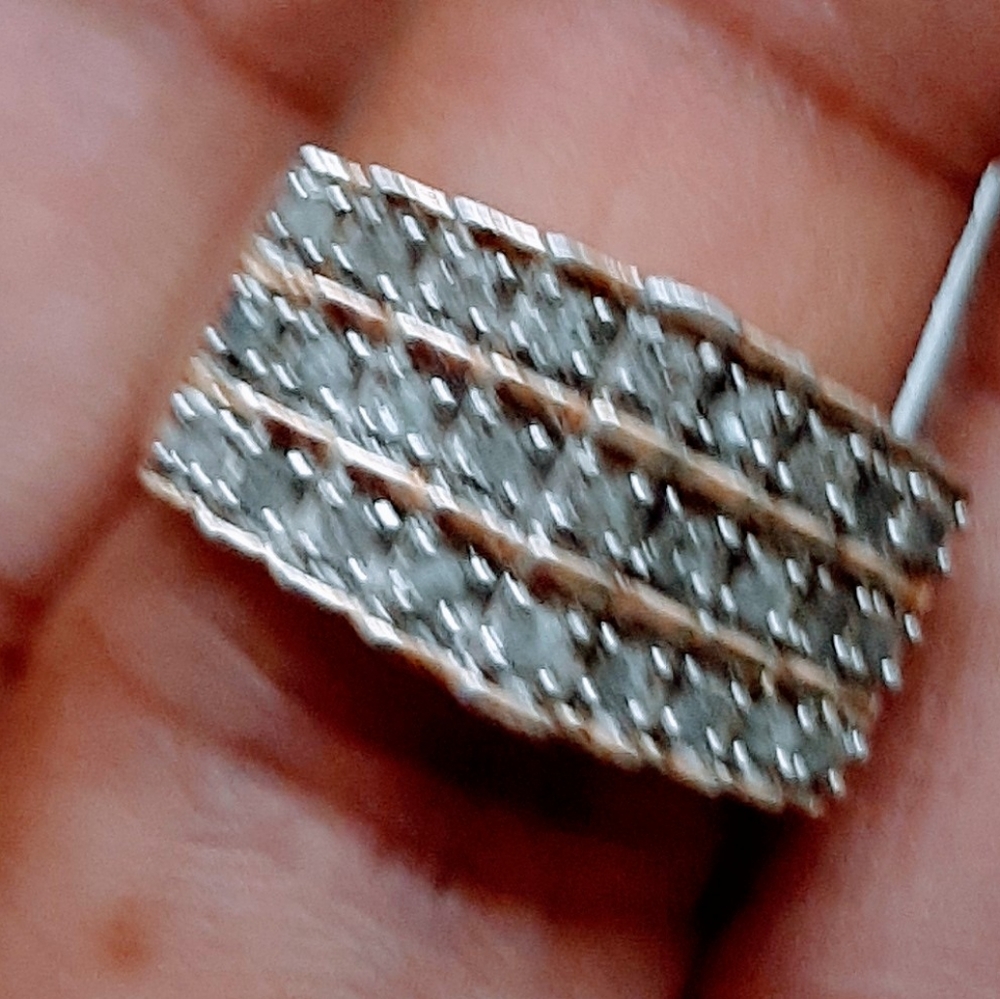 JWBR Sterling Silver Vintage Vermeil 3-Row 925 Cocktail Diamond